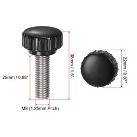 QUARKZMAN Pack of 6 Thumb Screws with Thread M8 x 25 mm x 22 mm Round Head Screw Stainless Steel 304 Round Handle Bolt Clamping Buttons 22 mm Hand Buttons Thumb Screws Tension Screw for Industrial