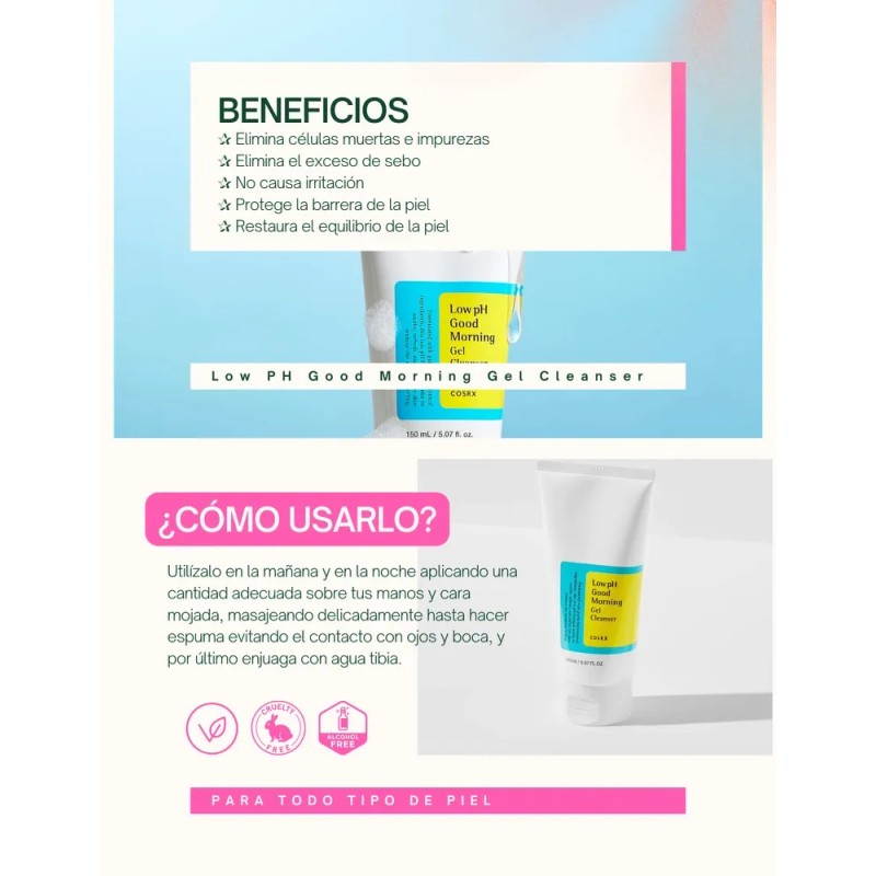 Cosrx Low Good Morning Gel Cleanser Limpieza Suave 150