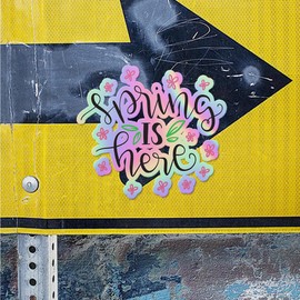 Holographic Decal Stickers of Spring is Here Premium Waterproof Vinyl Decal Stickers for Laptop Phone Accessory Helmet Car Window Mug Tuber Cup Door Wall Decoration - USCVER3c9497bHO0124