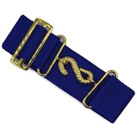 DEURA Masonic Apron Extender Extension for Masonic Aprons BLUE BELT with GOLD SNAKE Clasp Hardware