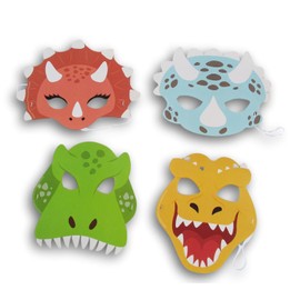 Show-Offs Dinosaur Paper Masks - Party Craft Favors - 8 Count, White