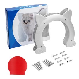 Cat Door Interior Door, Back Friendly Cat Door, No Flap, Durable Walls, Holds Up to 20 Pounds for Cats, Dogs and Kittens（White）