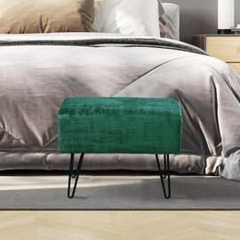 Home Soft Things Textured Velvet Ottoman, Eden, 19'' x 13'' x 17'' H, Fuzzy Entry Way Ottoman Bench for Living Room Bedroom End of Bed Decorative Makeup Stool Foot Rest Chair Home Décor