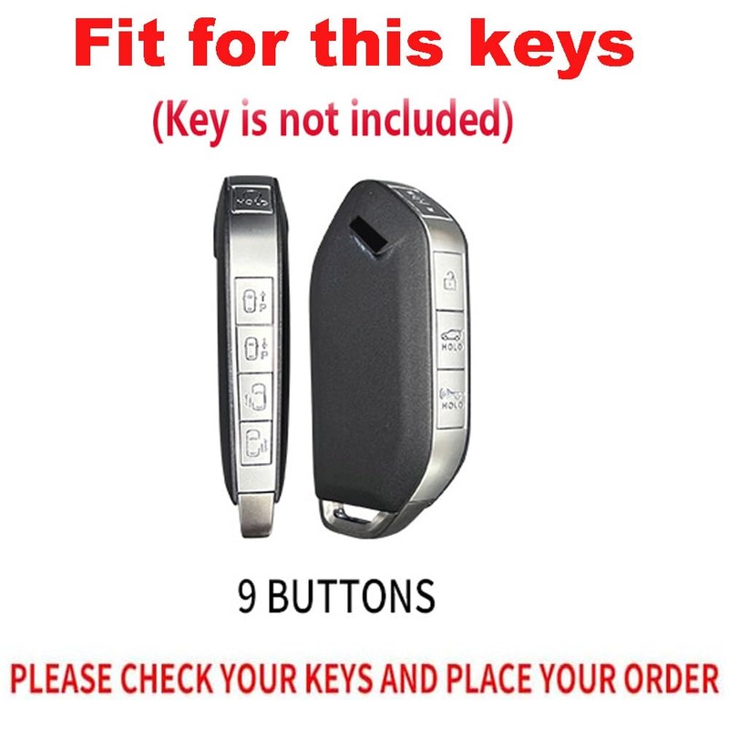 TECART 9 Button Zinc Alloy Key Fob Cover Fit For