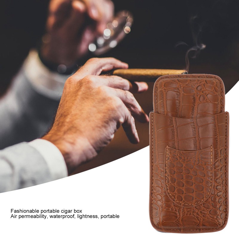Cigar Holder Case Artificial Leather Portable Durable Elegant 3 Finger