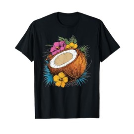 Tropical Coconut With Exotic Flowers T-Shirt