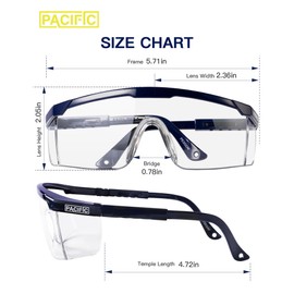 PACIFIC PPE 3 Pack Anti-Fog Safety Glasses with Ajustable Temples, Safety Glasses for Men and Women, ANSI Z87.1, Side Protection, High Transmission Protective Eyewear, Lightweight