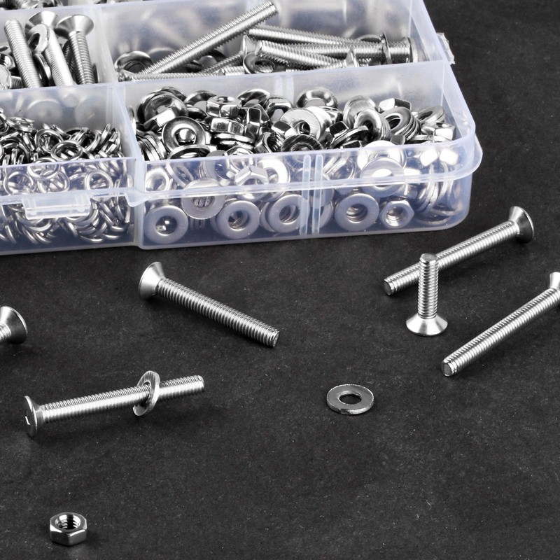 1000 Pcs M4 Countersunk Bolts and Nuts Set, Assorted Nuts
