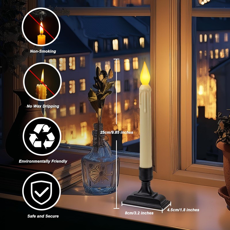 Meigic 6 Pcs Sensor Dawn to Dusk Window Candles, Flickering