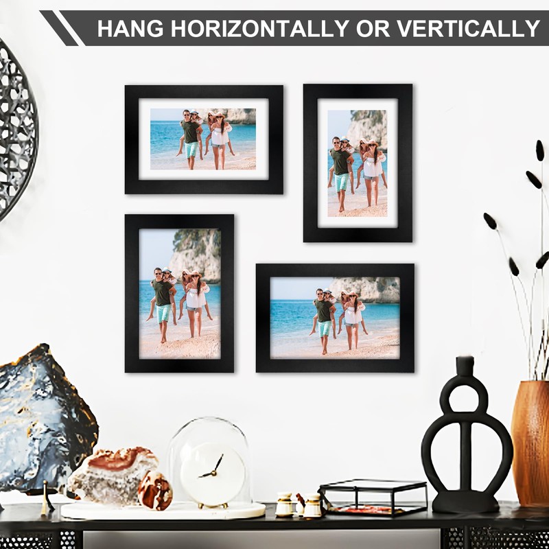 4pcs 6x4in Photo Frame Black Picture Frame Wood Frame Poster