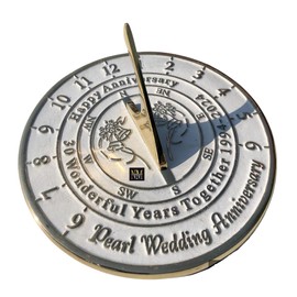 NauticalMart 30th Pearl Wedding Anniversary in 2024 Unique Marriage Present for Parents, Grandparents, Friends, Husband or Wife, Couples, Him & Her Wedding Anniversary Sundial Gift