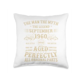 65th Birthday Gifts for Men September 1960 65 Year Old Bday Throw Pillow