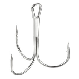 PATIKIL Pack of 20 4/0# Three-Headed Fishing Hooks, 1.73 Inch L Carbon Steel Sharp Round Bending Hook Triple Barbed Hook for Freshwater Saltwater, White