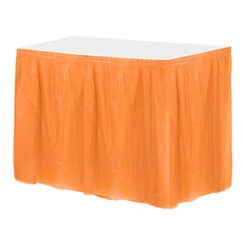 sourcing map 1 Pack Orange Plastic Table Skirts, 29 in x 14 Ft Table Skirts for Rectangle Tables, Disposable Table Covers for Birthday Wedding Party