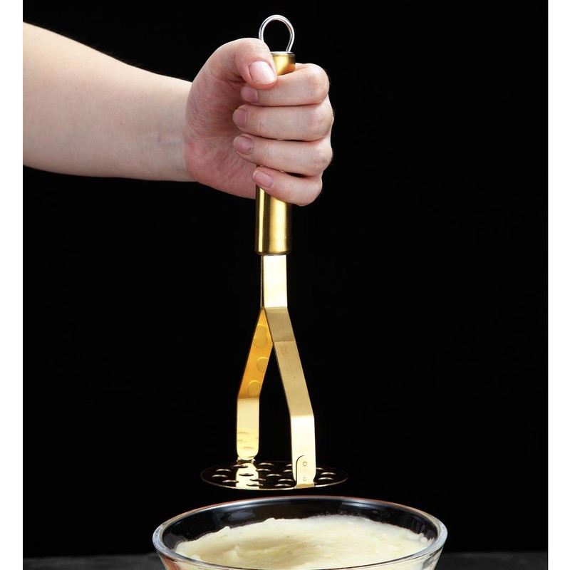Berglander Potato Masher, Heavy Duty Stainless Steel Gold Potato Ricer
