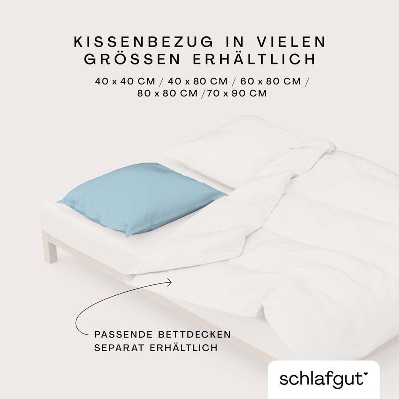 schlafgut Knitted Jersey Cushion Cover 40 x 80 cm Blue
