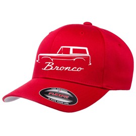 1966-1977 Ford Bronco Truck Outline Design Flexfit 6277 Athletic Baseball Fitted Hat Cap red L/XL
