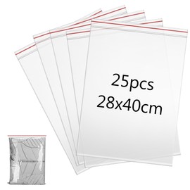 Ziplock Bags, Zip Bags 28 x 40 cm, Lockable Plastic Bags, Large Zip Bags, Resealable Plastic Bags, Thickening Durable, Applicable Craft Supplies, Clothes Storage, Pack of 25