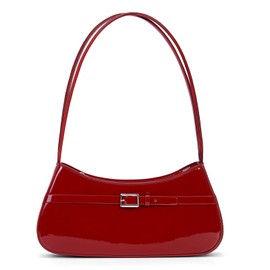 CATSEA Y2k Shoulder Bag Red Patent Leather Purse For Women Small Vintage Handbag Burgundy Hobo Bags Faux Leather Underarm