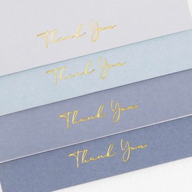 Crisky Dusty Blue Thank You Cards with Envelopes & Stickers， 50 Pack Bridal Shower Graduation Thank You Cards Small Business, Wedding Baby Shower Birthday Funeral Notes Bulk