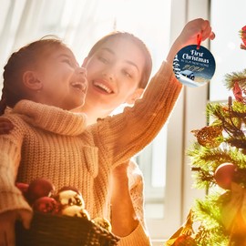 Soul Décor Christmas Ornaments, First Christmas in Our New Home 2024 Ornament, Velvet Pouch and Red Ribbon Included, Large 3.75" Round Ornament, Made in The USA