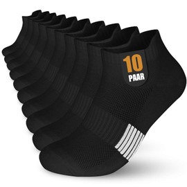 Libella Calzini Corti Uomo Donna 10 Paia Calze Corte Cotone Sportivi Traspiranti Anti-vesciche Socks Running Estive Nero 35-38