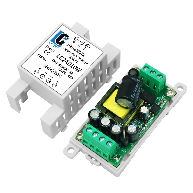 5V 12V Power Supply din Rail，2A 0.8A,Dual Output 10W,Input 100-240Vac,120VAC