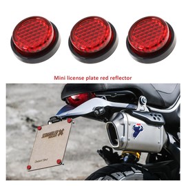 eMagTech 6PCS Red Motorcycle Mini License Plate Reflector M5 Screw Mount Round Warning Reflector Tag Bolt for Motorcycle Bicycle Car Tractor Truck Boat