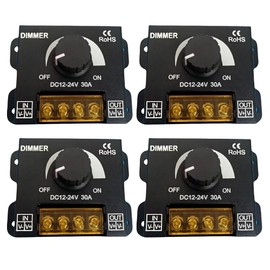 MAKUMINORS LED Dimmer Switch Dimmer Tape Controller Dimmer Switch DC12-24V 30A Stepless Adjustment with Lid Brightness Light Set of 4