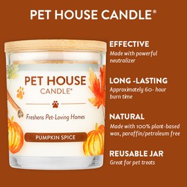 One Fur All Pet House Candle Value Pack - Plant-Based/Soy Candle - Clean Burning Scented Candles, Long Lasting Pet Odor Candle for Home - Pumpkin Spice