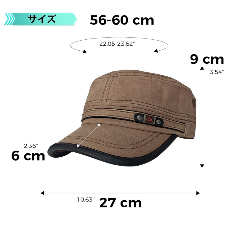 RUNQIU Solid Military Design Work Cap, Vintage Denim Military Cap,