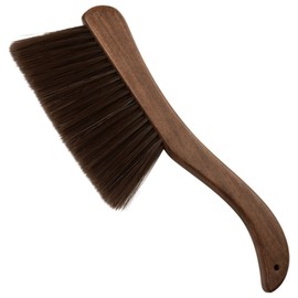 1 Pieces Woooden Hand Whisk Broom Dust Brush with Curved Wood Handle Soft Bristle Bench Brush Household Cleaning Brush for Counter Bed Sofa Car Fireplace Clothes