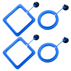 Lystaii 4pcs Fish Feeding Ring Floating Fish Feeder Circle Aquarium Fish Tank Square and Round Shape Feeding Ring with Suction Cup for Guppy, Betta, Goldfish