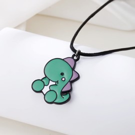 Winssigma T-Rex Dinosaur Necklace, Stegosaurus Charm Necklace Dinosaur Jewelry Cute Animal Jewelry(T-Rex Rope)