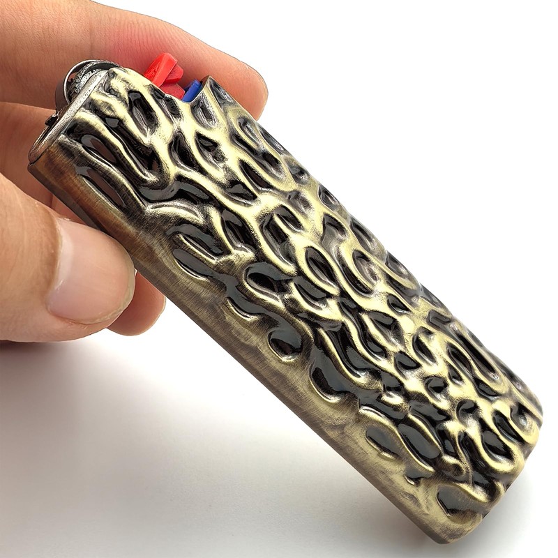 Lucklybestseller Metal Lighter Case Cover Holder Water Ripple Engraving for