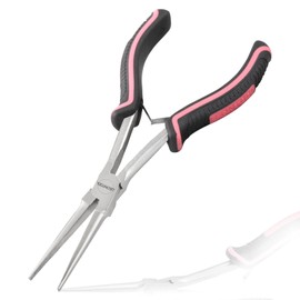 LEONTOOL Fine Pointed Pliers, Extra Fine Pointed Pliers, Long Tapered Lead, Grooved, Long Reach, Tapered Pliers, Fine Point, Pink, Women’s Size, Anti-slip, Spring Included, Small, Miniature,