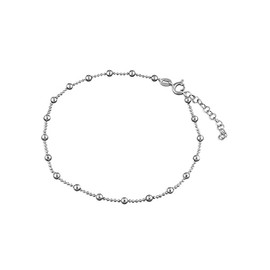 10 Inch Beaded Chain with Bead Balls Sterling Silver Anklet/Ankle Bracelet/Ankle Chain - 925 Sterling Silver - Adjustable 9" to 10" Inch / 23 to 25 cm - Anklets for Women. h2226