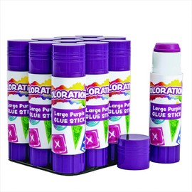 Colorations Best-Value Washable Large Glue Sticks Classroom Supplies for Arts and Crafts (Pack of 12) LGTRAY