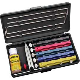 Lansky Deluxe Knife Sharpening System: 5-Stone Ceramic Knife Sharpener Kit with Honing Oil - LKCLX