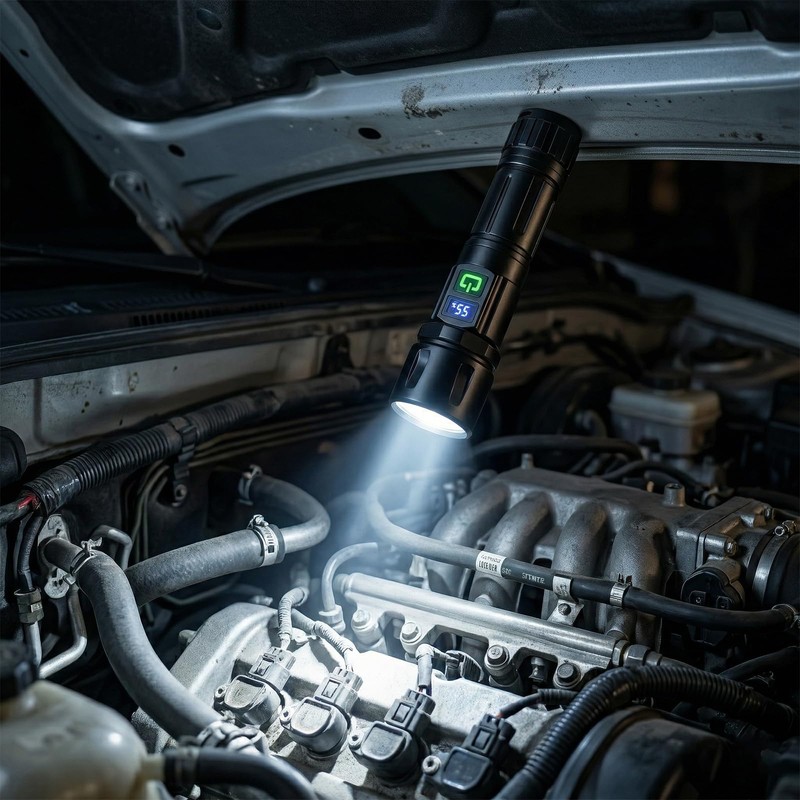Rechargeable LED Flashlight High Lumens with Holster , Digital Power
