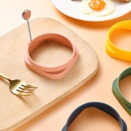 1Pc Dark Blue Fried Egg High Temperature Resistance Flexible Food Grade Double-sided Square Round Egg Fryer Mould for Home Fried Egg Ring Egg Poachers Cookware Specialty Cookware