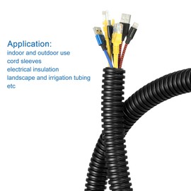DMiotech 15.8mm x 12mm x 1.6M PP No Split Corrugated Tube Indoor Outdoor Cord Management Lap Organization Office Garden