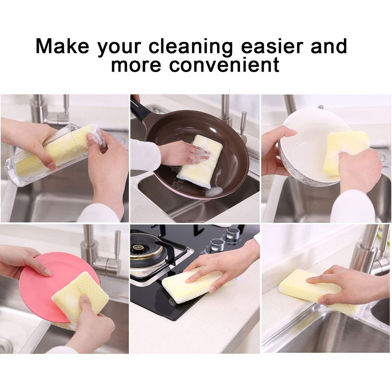 Sponge Individually Wrapped, Kitchen Dishwashing Sponge, Mesh Net Scouring Pad,