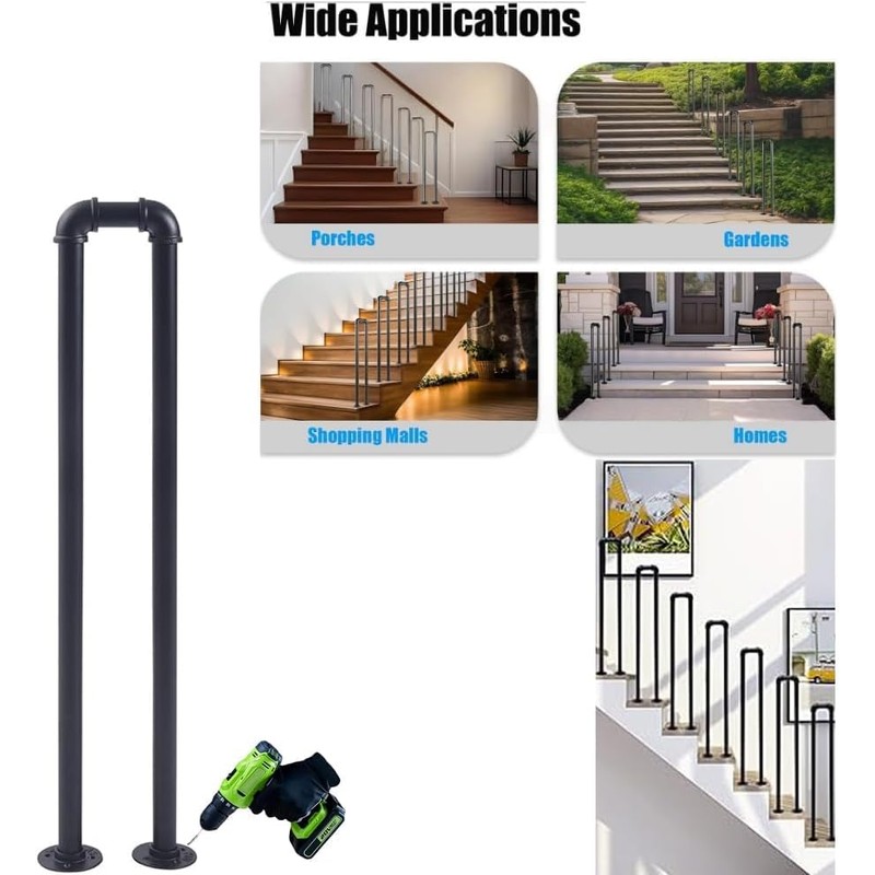 U-Shaped Stair Handrail,Hand Rails for Outdoor Steps,Stair Handrail, Indoor Stair