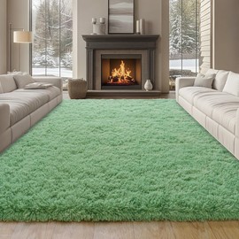 plumlik 5x7 Area Rugs for Living Room, Fluffy Shag Rug for Bedroom, Nursery and Indoor Floor, Soft and Comfy, Sage Green Carpet for Kids, Girls, Boys Room Dorm Home Decor Aesthetic, Upgrade Non Slip