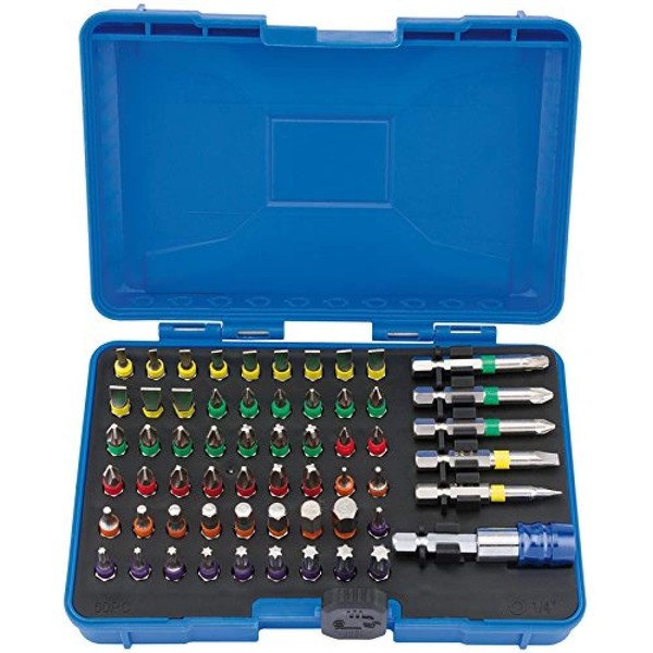 Draper 60 Piece Coloured Screwdriver Bit Tool Set with Magnetic