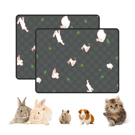 MODESLAB 2-Pack Guinea Pig Cage Liner, 20in x 26in Fast Absorption Washable Bedding Pee Pads for Dogs Puppy Rabbit Small Animal Cage Mat, Leakproof & Non-Slip
