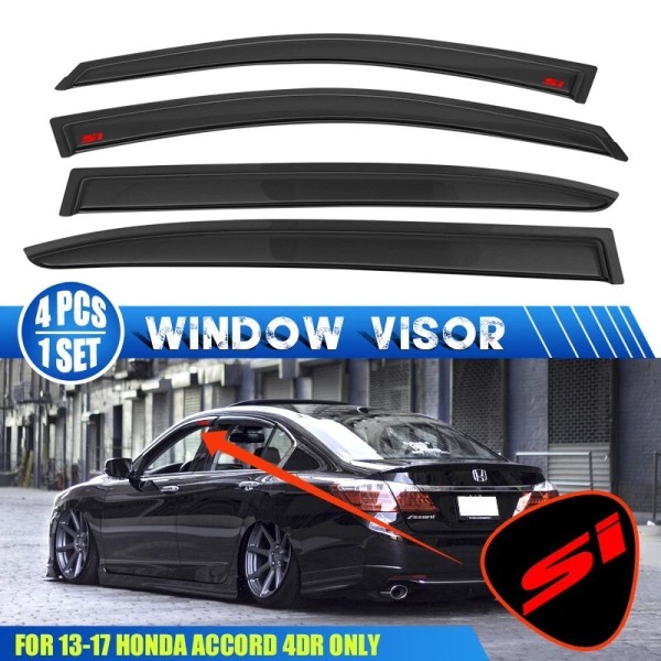 Fits 13-17 Honda Accord 4DR Window Visors Vent Rain Guard