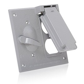 Leviton Cover, 2-Gang Switch and Duplex Receptacle, Vertical or Horizontal Mount, Metallic Enclosure, WM2SD-GY Outdoor Outlet Cover, Weatherproof, Gray