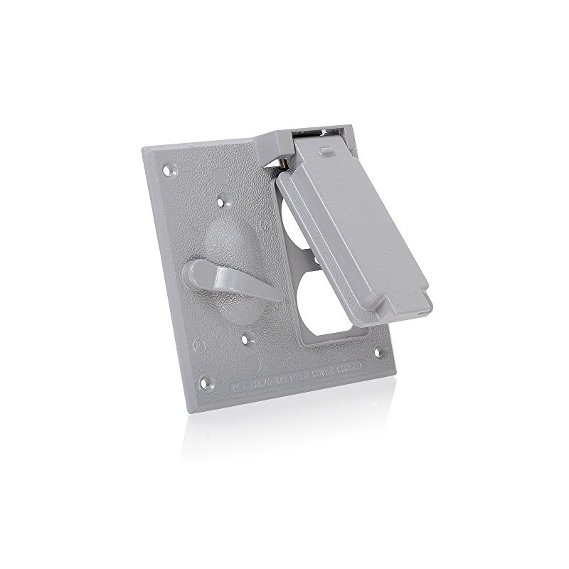 Leviton Cover, 2-Gang Switch and Duplex Receptacle, Vertical or Horizontal